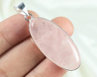 Rose Quartz Pendant, 925  Silver Pendant, Bezel Pendant, Rose Quartz Gemstone Pendant, Crystal Pendant, Rose Quartz Jewelry, Women Necklace