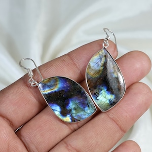 Multi Labradorite Gemstone Earring 925 Silver Earring Labradorite Pair Earring Matched Pair Earring Ear Wire Earring Boho Earring Jewelry