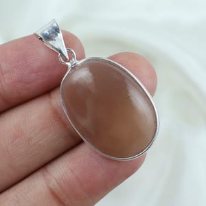 Pfirsich Mondstein Anhänger, 925 Sterling Silber Anhänger, Oval Form Anhänger, natürlicher Mondstein Edelstein Anhänger, Kristall Anhänger, Geburtstagsgeschenk