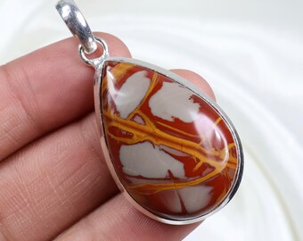 Noreena Jasper Pendant 925 Solid Silver Pendant Pear Noreena Jasper Gemstone Pendant Collet Pendant Red Noreen Jasper Jewelry Gift For Her