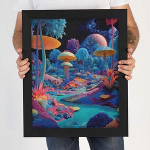 Alien Forest Wall Art, Surreal Sci Fi Landscape Print, Fantasy Nature Decor, Cosmic Forest Artwork, Digital Download