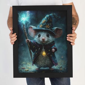 Arte de ratón mago, descarga digital, personaje de ratón fantástico