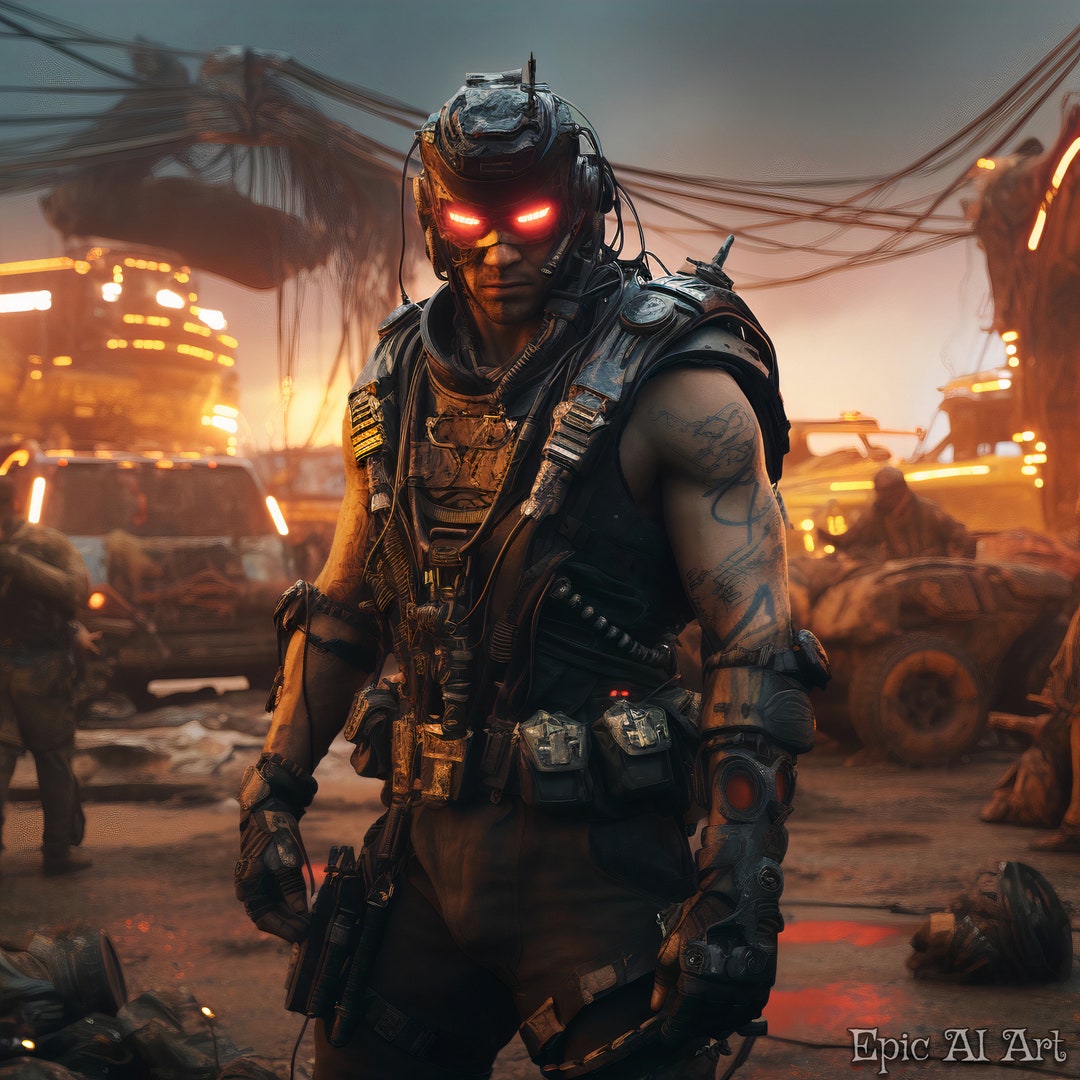 Post Apocalyptic Bounty Hunter Digital Art Print Wall Art AI Generated ...