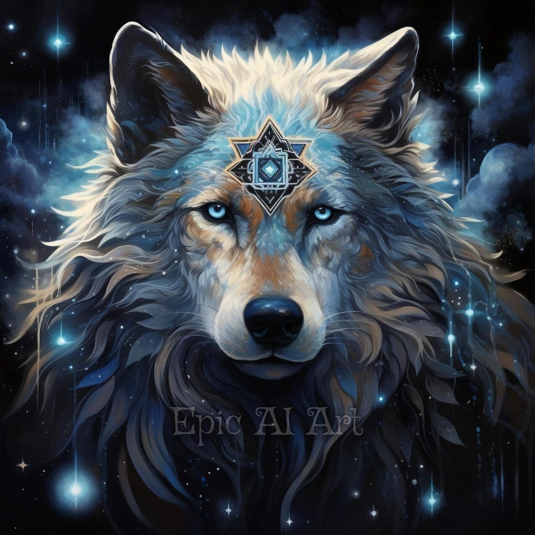 Cosmic Wolf Portrait – Digital Download, Printable AI Art, Wall Art ...