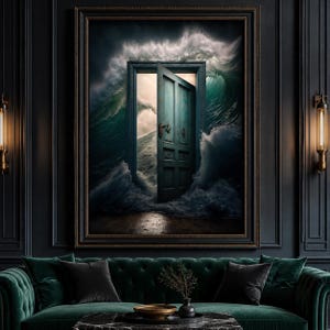 Ocean Portal Art, Digital Download, Surreal Ocean Doorway Print, Fantasy Coastal Decor