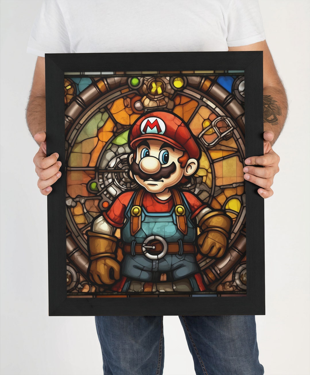 Super Mario Stained Glass Style Wall Art AI Generated Art Etsy