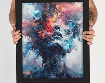 Exploding Mind Abstract Wall Art, Colorful Energy Burst Print, Psychedelic Decor, Digital Download