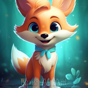 Unique Fantasy Fox Character – Digital Download, Printable AI Art, Wall Art, Whimsical Style, Perfect for Creative Projects & Gifts