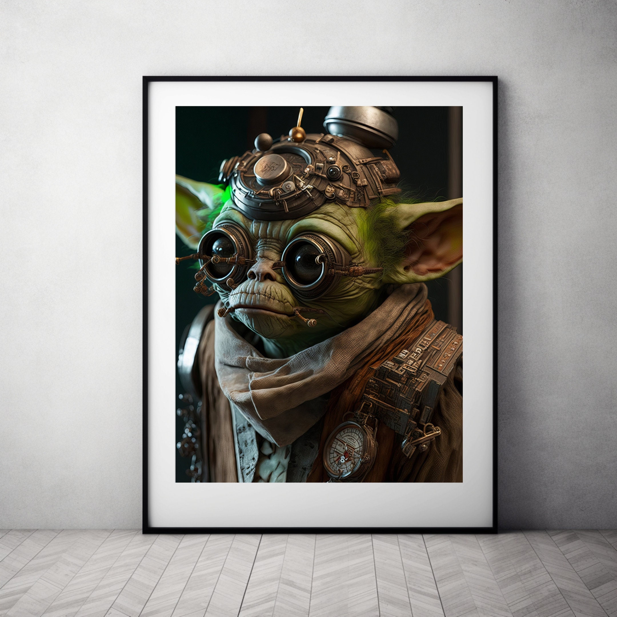 Steampunk Yoda Wall Art AI Generated Art Digitaldownload Etsy