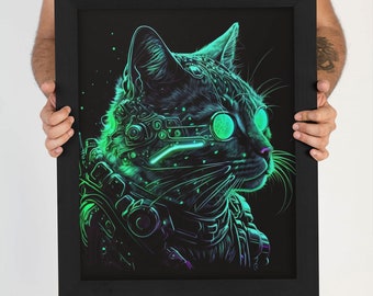 Glow In The Dark Cat, PRINTABLE, Wall Art, Digital Art, AI Art, Digital Print, Instant Digital Download