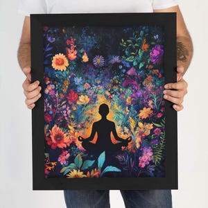 Floral Meditation Wall Art, Spiritual Lotus Flower Print, Zen Meditation Artwork, Digital Download