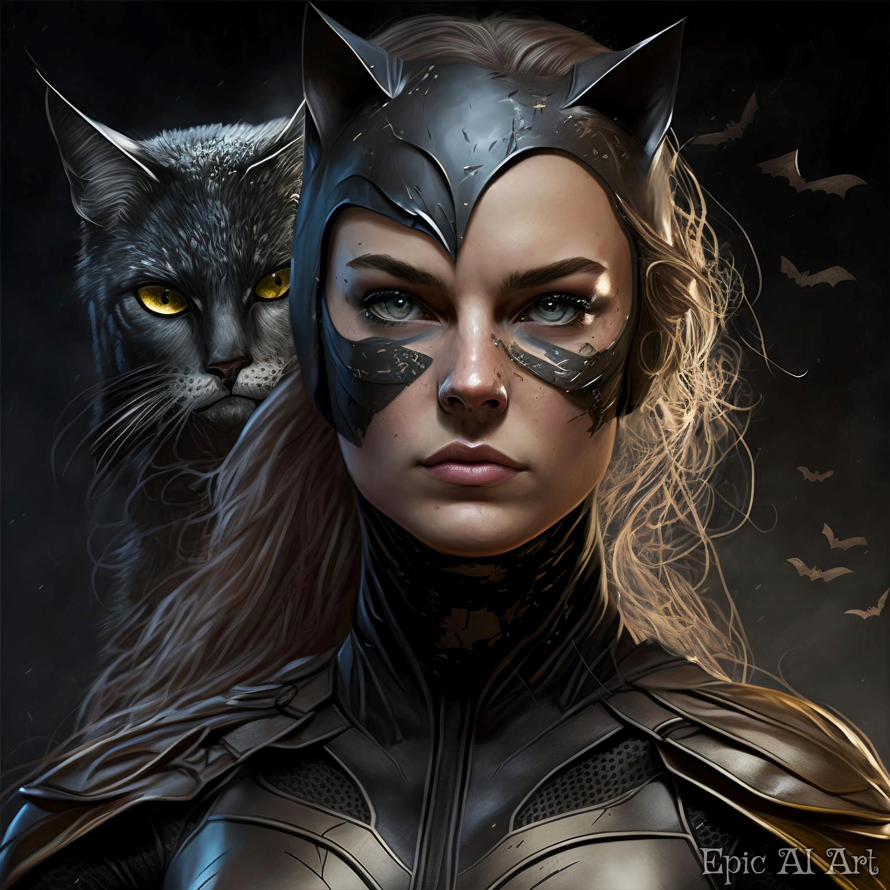 Catwoman Character Design, Fantasy Portrait Art, PRINTABLE, Wall Art ...