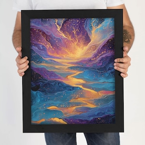 Cosmic River Art, Digital Download, Galaxy Light Flow, Abstract Space Scene