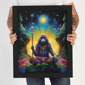 Zen Mandrill Wall Art, Spiritual Meditation Monkey Artwork