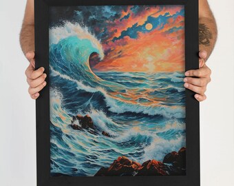 Big Wave - Paysage marin fantastique coloré, IMPRIMABLE, Art mural, Art numérique, Art IA, Impression numérique, Téléchargement numérique instantané