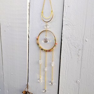 Chandelier Suncatcher Moon Crystal Prism Rainbow Glass Stones