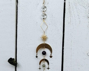 Crescent Moon Phases Suncatcher Light Catcher Crystal Prism Wall Window Door Dopamine Home Decor Witchy Wiccan Bohemian Inspired Handmade