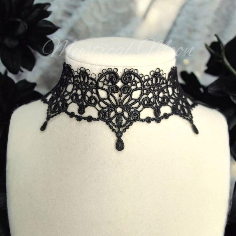 Black Lace Choker Necklace - Etsy