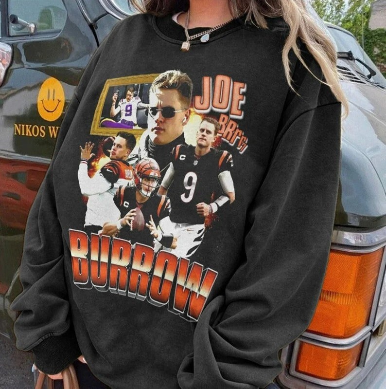 Joe Burrow Vintage 90s Style Sweatshirt, Cincinnati Football shirt, Joe Burrow Shirt