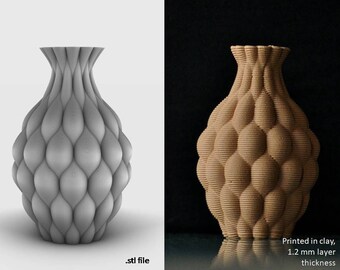 Grape pattern Vase - 3D printable model stl file suitable for ceramics clay and plastic - downloadable