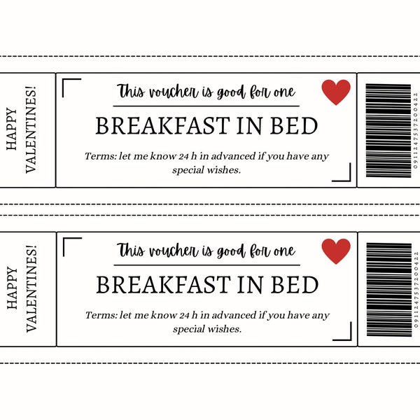 Breakfast in Bed Coupon Printable