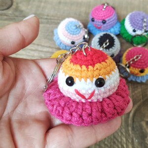 Crochet pattern octopus, Amigurumi rainbow octopus keychain diy, Beginner crochet pride octopus, Easy instruction crochet lgbt keyring image 9