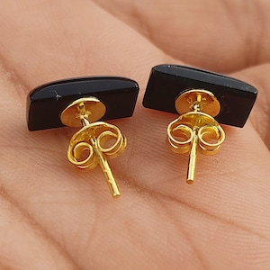 Elegant Black Onyx Stud Earrings - 18k Gold Fine Handmade Jewelry ,Natural Gemstone  Onyx Earring Handmade Earring,  Gift For Her