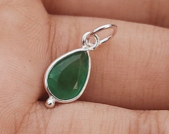 Emerald Charm: Handmade 925 Sterling Silver Dainty Pendant