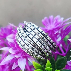 Silver Wire Ring, Handmade Wraparound  solid 925 Sterling Silver Ring, Unique Balls Ring,  Wide Wrap Ring, Multi Layer Silver Wire Ring.