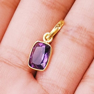 Handmade 18k Gold Amethyst Pendant: February Birthstone Charm