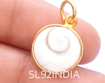 18K Yellow Gold Shiva Eye Charm Pendant: Natural Gemstone Necklace