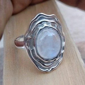 Moonstone oxidized Ring, 925 Sterling silver Handmade jewelry Ring ,blue fire  Rainbow  moonstone Oxidized  Ring ,Gifts for all occasions