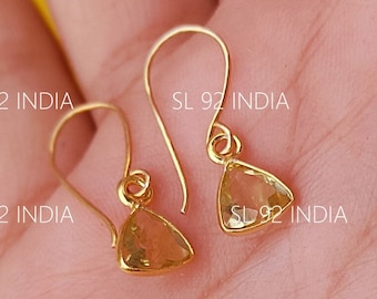 Lemon Quartz Dangle Earring,18k Gold  Earring, Natural Gemstone Dangle Drop Earring Handmade Earring, Minimalist Earring, Gift For Her