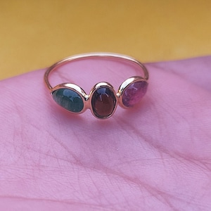 Natural Multi Tourmaline Ring,18kt Gold Ring ,Gemstone ring ,Solid 18kt Gold Ring ,Handmade jewelry, Ring ,Gift for Her