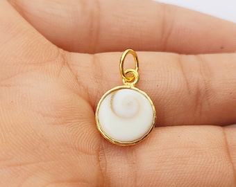 18K Gold Shiva Eye Charm Pendant: Natural Gemstone Necklace