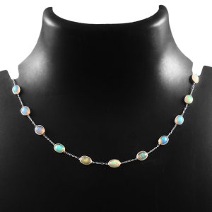 Ethiopian opal Necklace,925 Sterling Silver necklace ,Ethiopian opal ,Gemstone necklace  necklace ,Bridesmaid Gift