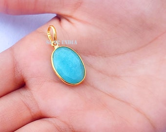 Larimar 18k Gold Pendant: Dainty Gemstone Charm