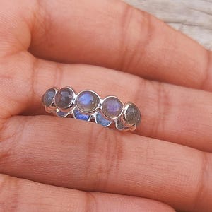 Handmade Sterling Silver Labradorite Eternity Band Ring
