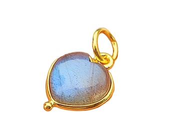 Labradorite 18K Solid Gold Charm: Handmade Necklace/Bracelet Pendant