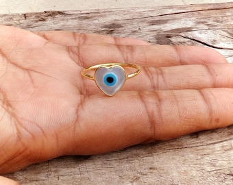blue eye rings - protection ring -22k gold plated, evil eye jewelry
