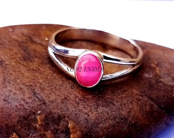 Pink Opal Sterling Silver Ring: Handmade October Birthstone Jewelry