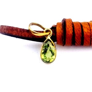 Handmade 18k Gold Peridot Charm: Natural Gemstone Pendant