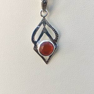 Carnelian Gemstone necklace,Solid 925 Sterling Silver Necklace,Orange Carnelian Necklace,Birthstone Rough Carnelian Pendant ,Gift for Mother