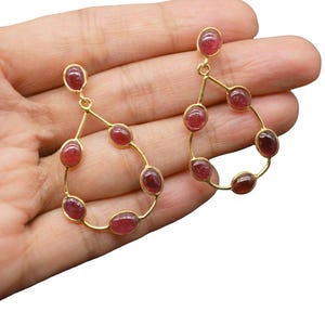 Ruby Dangle Earrings: 22k Gold Plated Sterling Silver, Drop Earring