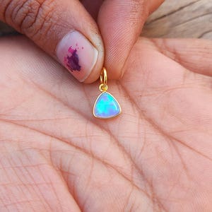 Handmade 18k Gold Ethiopian Opal Charm: Dainty Pendant