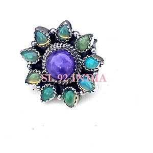 Ethiopian Opal Ring: Sterling Silver Boho Gemstone Ring