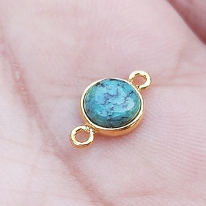 Turquoise Gold Charm, Gemstone Charm, Solid 18K Yellow Gold Handmade Charm, Natural 6x6 MM Blue Turquoise for Necklace