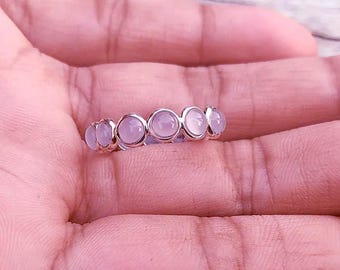 Handmade Rose Quartz Sterling Silver Eternity Band Ring