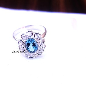 Handmade Blue Topaz Sterling Silver Ring: December Birthstone