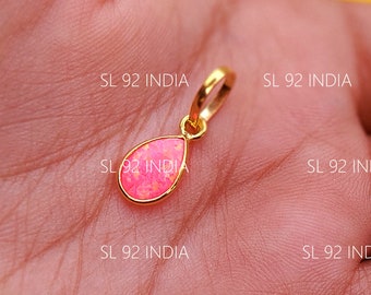 18k Gold Opal Charm Pendant: Handmade Australian Opal Necklace